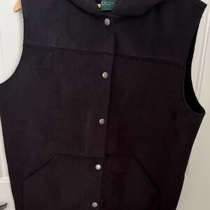 Lauren Ralph Lauren Black faux-suede hooded Vest
